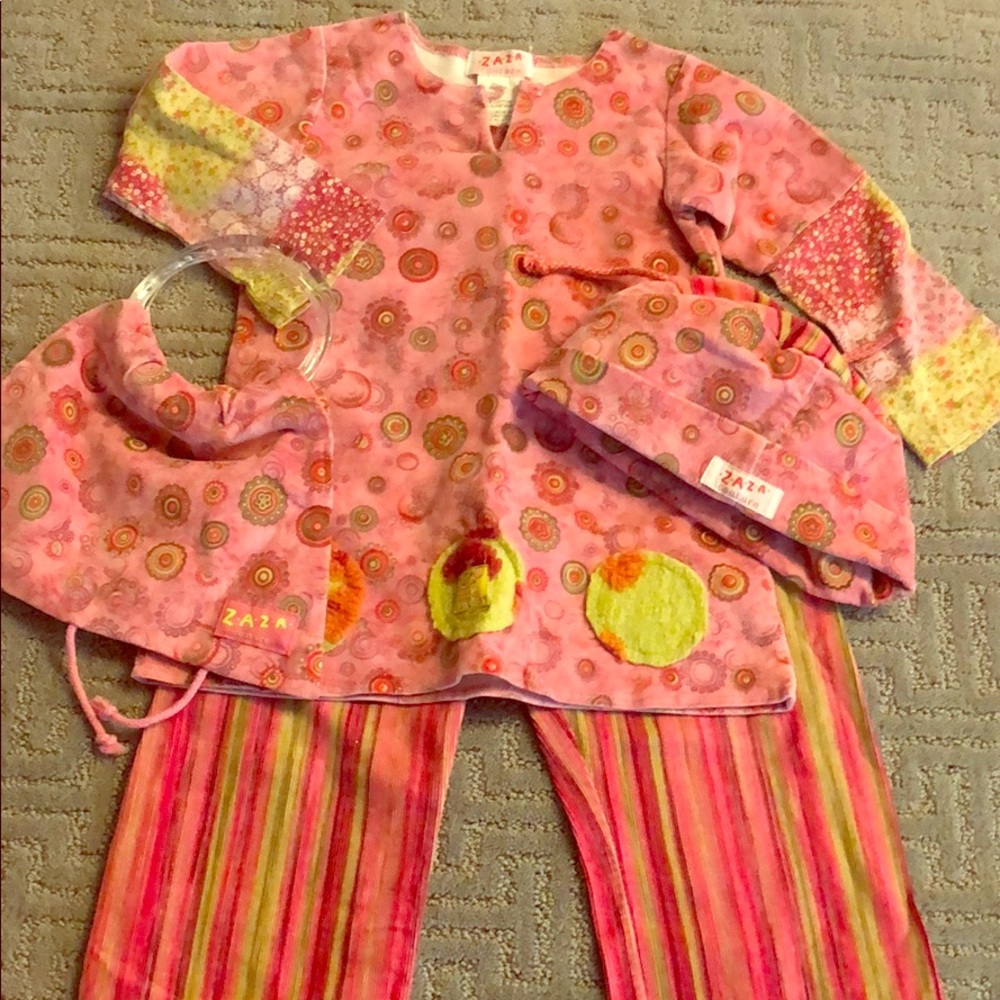 Velvet corduroy pink four piece set Zaza size 4
